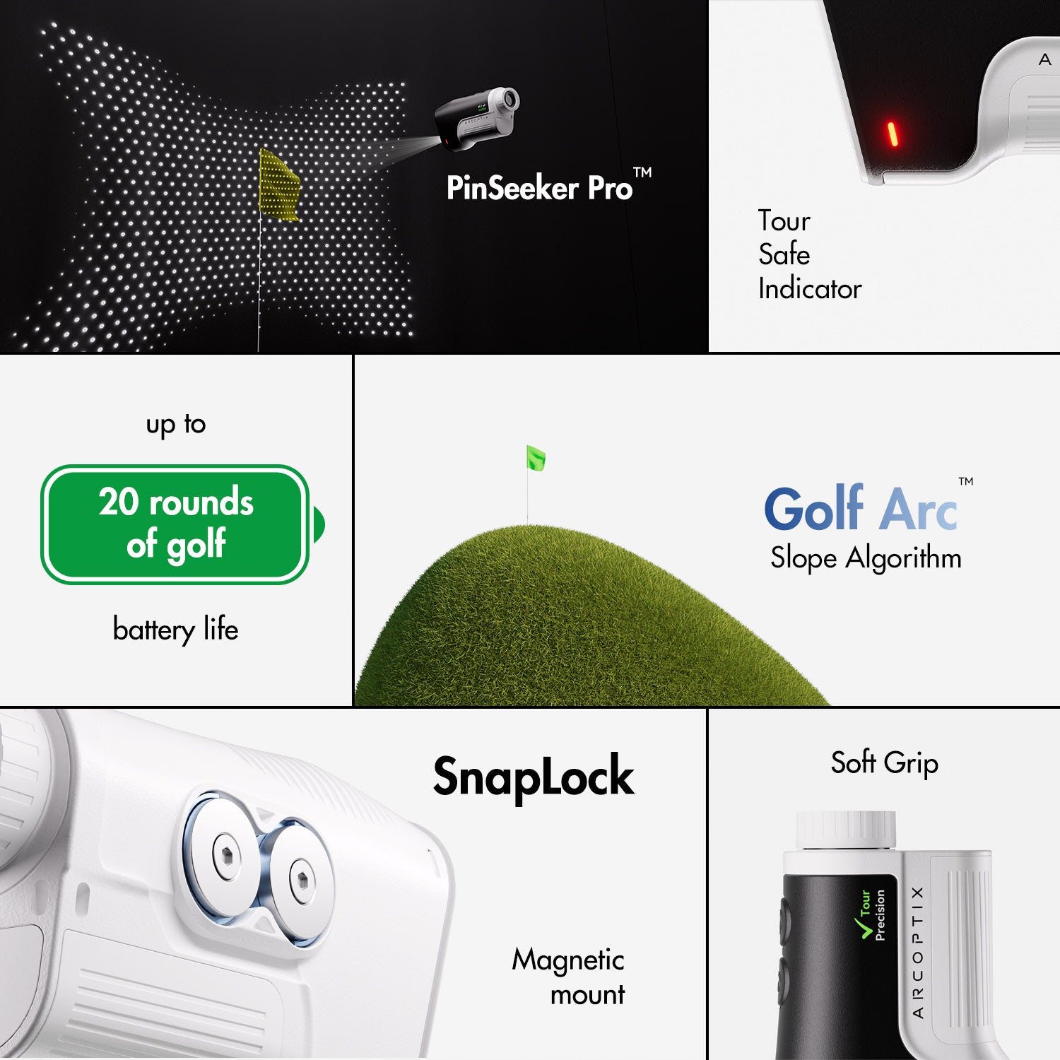 Arcoptix 1200 Yards Laser Rangefinder 7X Magnification with Slope Compensation & Pin Lock Vibration, Waterproof Golf Range Finder for Hunting & Archery