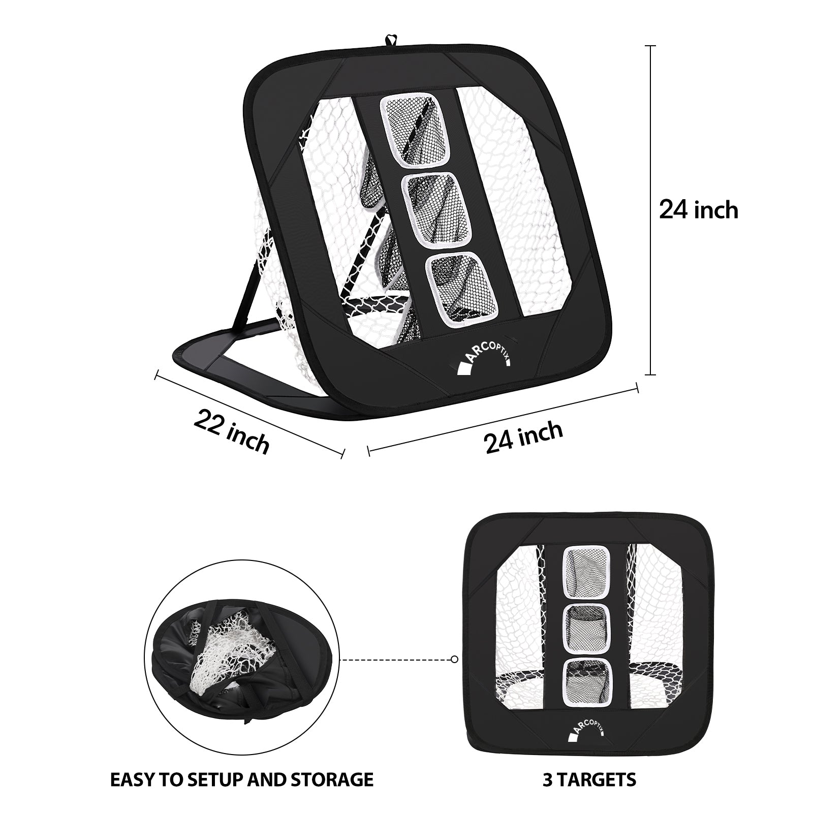 Arcoptix Golf Practice Net - Portable Indoor/Outdoor Golf Net for Improving Swing Accuracy